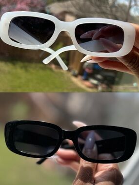SET Black & White Rectangular Sunglasses (2-for-1) – Retro Nostalgia Gift Set